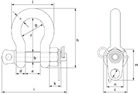 G-4163H Green Pin Catch Shackles Technical Drawing